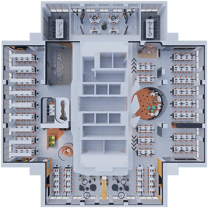 Thiết kế nhà sách văn phòng phẩm hiện đại, sáng tạo