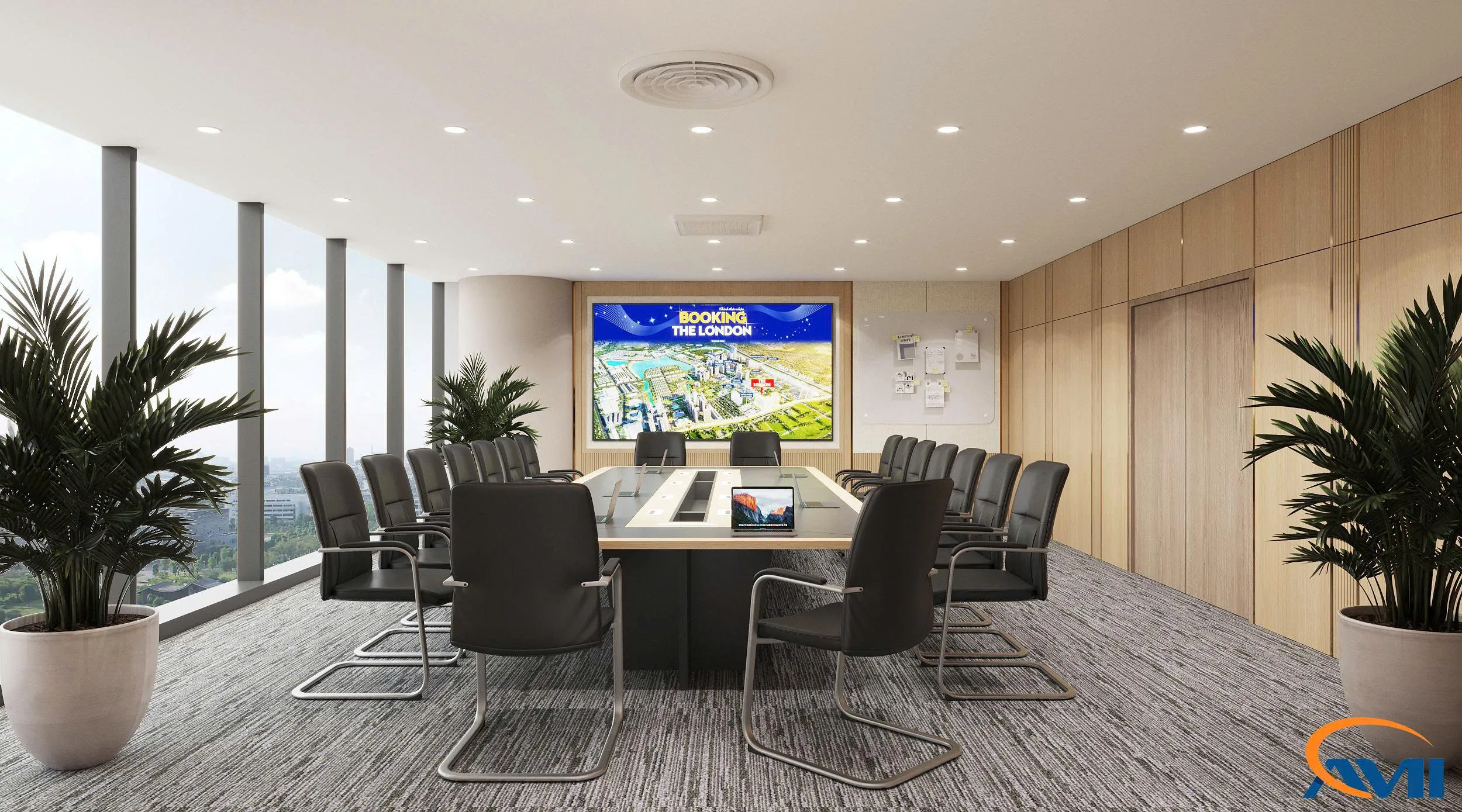 Thiết kế văn phòng bất động sản mở, sang trọng và chuyên nghiệp